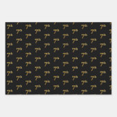 黒エレガント、赤、青、フェイク金ゴールド第7イベント番号 ラッピングペーパーシート (正面)