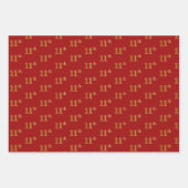 黒エレガント、赤、青、フェイク金ゴールド11番目のイベント番号 ラッピングペーパーシート (正面2)