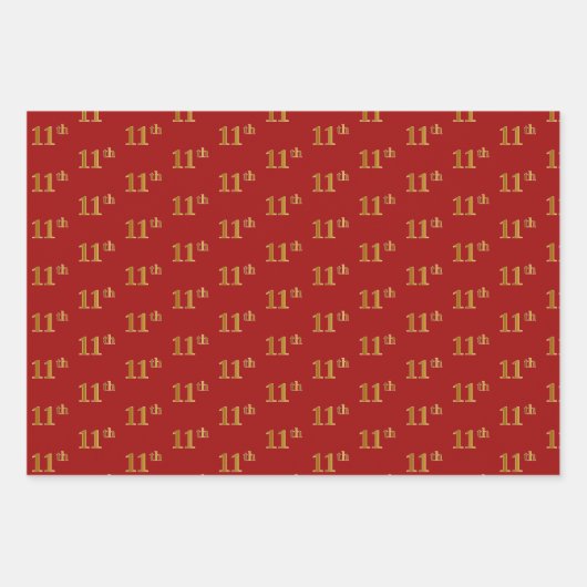 黒エレガント、赤、青、フェイク金ゴールド11番目のイベント番号 ラッピングペーパーシート (正面2)