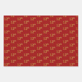 黒エレガント、赤、青、フェイク金ゴールド12番目のイベント番号 ラッピングペーパーシート (正面2)
