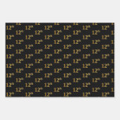 黒エレガント、赤、青、フェイク金ゴールド12番目のイベント番号 ラッピングペーパーシート (正面)