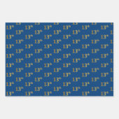 黒エレガント、赤、青、フェイク金ゴールド13番目のイベント番号 ラッピングペーパーシート (正面3)