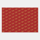 黒エレガント、赤、青、フェイク金ゴールド13番目のイベント番号 ラッピングペーパーシート (正面2)