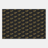 黒エレガント、赤、青、フェイク金ゴールド13番目のイベント番号 ラッピングペーパーシート (正面)