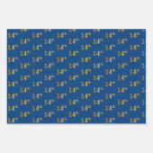 黒エレガント、赤、青、フェイク金ゴールド14番目のイベント番号 ラッピングペーパーシート (正面3)