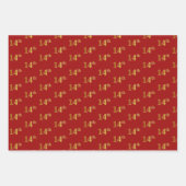 黒エレガント、赤、青、フェイク金ゴールド14番目のイベント番号 ラッピングペーパーシート (正面2)