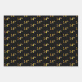 黒エレガント、赤、青、フェイク金ゴールド14番目のイベント番号 ラッピングペーパーシート (正面)