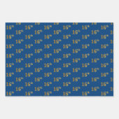 黒エレガント、赤、青、フェイク金ゴールド16番目のイベント番号 ラッピングペーパーシート (正面3)