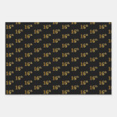 黒エレガント、赤、青、フェイク金ゴールド16番目のイベント番号 ラッピングペーパーシート (正面)