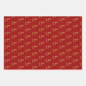 黒エレガント、赤、青、フェイク金ゴールド17番目のイベント番号 ラッピングペーパーシート (正面2)
