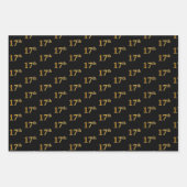 黒エレガント、赤、青、フェイク金ゴールド17番目のイベント番号 ラッピングペーパーシート (正面)