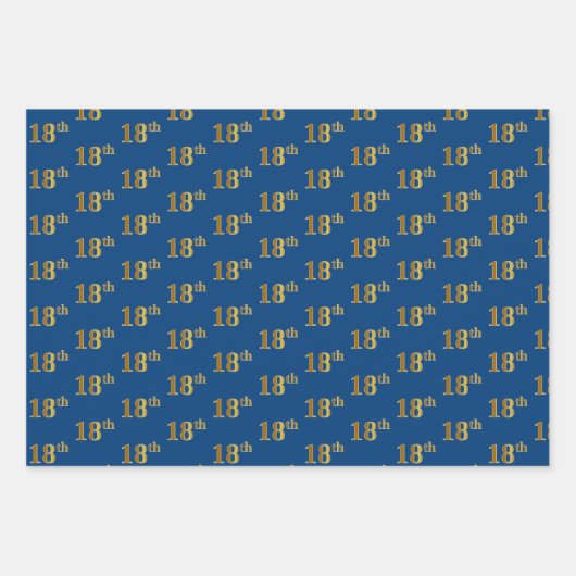 黒エレガント、赤、青、フェイク金ゴールド18番目のイベント番号 ラッピングペーパーシート (正面3)