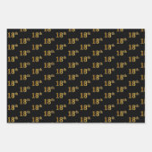 黒エレガント、赤、青、フェイク金ゴールド18番目のイベント番号 ラッピングペーパーシート (正面)