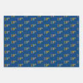 黒エレガント、赤、青、フェイク金ゴールド19番目のイベント番号 ラッピングペーパーシート (正面3)