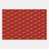 黒エレガント、赤、青、フェイク金ゴールド19番目のイベント番号 ラッピングペーパーシート (正面2)