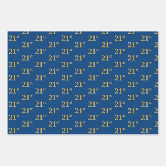 黒エレガント、赤、青、フェイク金ゴールド21番目のイベント番号 ラッピングペーパーシート (正面3)