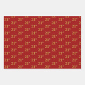 黒エレガント、赤、青、フェイク金ゴールド21番目のイベント番号 ラッピングペーパーシート (正面2)