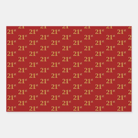 黒エレガント、赤、青、フェイク金ゴールド21番目のイベント番号 ラッピングペーパーシート (正面2)