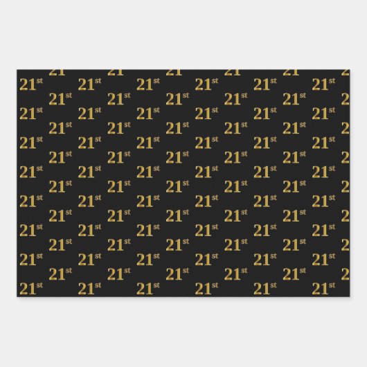 黒エレガント、赤、青、フェイク金ゴールド21番目のイベント番号 ラッピングペーパーシート (正面)