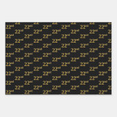 黒エレガント、赤、青、フェイク金ゴールド22番目のイベント番号 ラッピングペーパーシート (正面)