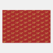 黒エレガント、赤、青、フェイク金ゴールド24番目のイベント番号 ラッピングペーパーシート (正面2)