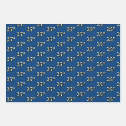 黒エレガント、赤、青、フェイク金ゴールド25番目のイベント番号 ラッピングペーパーシート (正面3)