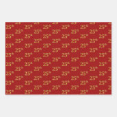 黒エレガント、赤、青、フェイク金ゴールド25番目のイベント番号 ラッピングペーパーシート (正面2)