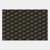 黒エレガント、赤、青、フェイク金ゴールド25番目のイベント番号 ラッピングペーパーシート (正面)