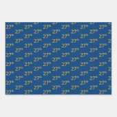 黒エレガント、赤、青、フェイク金ゴールド27番目のイベント番号 ラッピングペーパーシート (正面3)