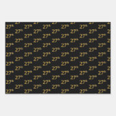 黒エレガント、赤、青、フェイク金ゴールド27番目のイベント番号 ラッピングペーパーシート (正面)