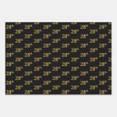 黒エレガント、赤、青、フェイク金ゴールド28番目のイベント番号 ラッピングペーパーシート (正面)