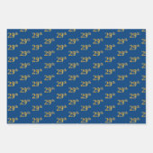 黒エレガント、赤、青、フェイク金ゴールド29番目のイベント番号 ラッピングペーパーシート (正面3)