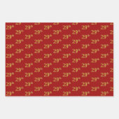 黒エレガント、赤、青、フェイク金ゴールド29番目のイベント番号 ラッピングペーパーシート (正面2)