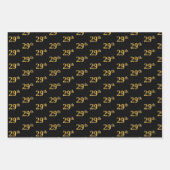 黒エレガント、赤、青、フェイク金ゴールド29番目のイベント番号 ラッピングペーパーシート (正面)