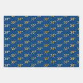 黒エレガント、赤、青、フェイク金ゴールド30番目のイベント番号 ラッピングペーパーシート (正面3)