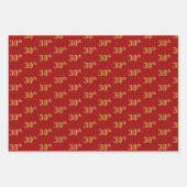 黒エレガント、赤、青、フェイク金ゴールド30番目のイベント番号 ラッピングペーパーシート (正面2)