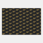 黒エレガント、赤、青、フェイク金ゴールド30番目のイベント番号 ラッピングペーパーシート (正面)