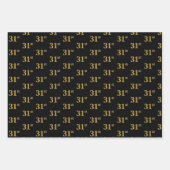 黒エレガント、赤、青、フェイク金ゴールド31番目のイベント番号 ラッピングペーパーシート (正面)