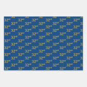 黒エレガント、赤、青、フェイク金ゴールド32番目のイベント番号 ラッピングペーパーシート (正面3)