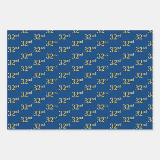 黒エレガント、赤、青、フェイク金ゴールド32番目のイベント番号 ラッピングペーパーシート (正面3)