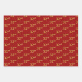 黒エレガント、赤、青、フェイク金ゴールド32番目のイベント番号 ラッピングペーパーシート (正面2)