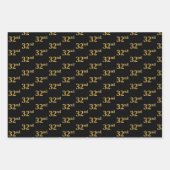 黒エレガント、赤、青、フェイク金ゴールド32番目のイベント番号 ラッピングペーパーシート (正面)