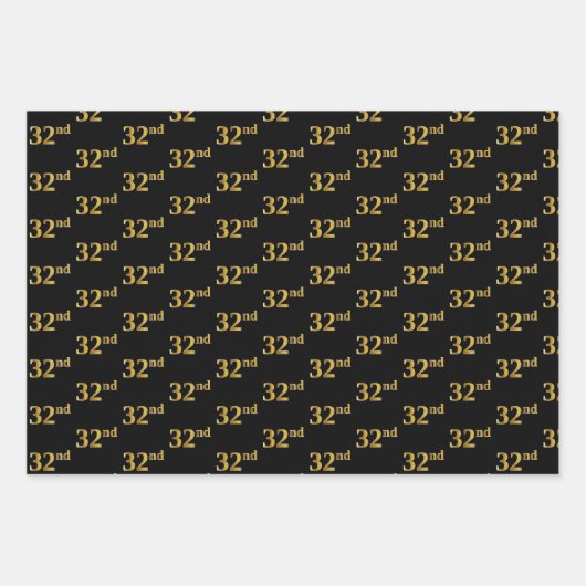 黒エレガント、赤、青、フェイク金ゴールド32番目のイベント番号 ラッピングペーパーシート (正面)