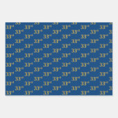 黒エレガント、赤、青、フェイク金ゴールド33番目のイベント番号 ラッピングペーパーシート (正面3)