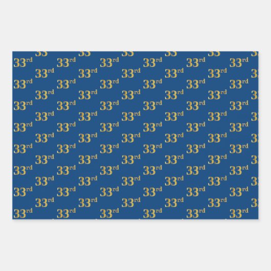 黒エレガント、赤、青、フェイク金ゴールド33番目のイベント番号 ラッピングペーパーシート (正面3)