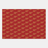 黒エレガント、赤、青、フェイク金ゴールド33番目のイベント番号 ラッピングペーパーシート (正面2)