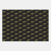 黒エレガント、赤、青、フェイク金ゴールド33番目のイベント番号 ラッピングペーパーシート (正面)