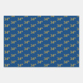 黒エレガント、赤、青、フェイク金ゴールド34番目のイベント番号 ラッピングペーパーシート (正面3)