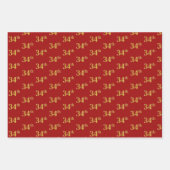 黒エレガント、赤、青、フェイク金ゴールド34番目のイベント番号 ラッピングペーパーシート (正面2)