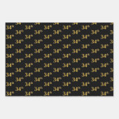 黒エレガント、赤、青、フェイク金ゴールド34番目のイベント番号 ラッピングペーパーシート (正面)